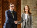 Salvador Illa y Jéssica Albiach, este jueves, durante la firma del acuerdo