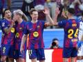 Los jugadores del Barcelona celebran el gol de Frenkie de Jong