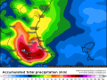 Mapa del modelo americano GFS con las lluvias previstas durante la primera quincena de marzo en la Comunidad Valenciana.