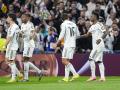 Los jugadores del Real Madrid en el partido ante el Benfica