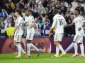 Los jugadores del Real Madrid en el partido ante el Benfica