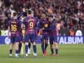Los jugadores del Barça celebran un gol ante el Villarreal