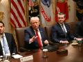 El presidente de EE.UU. Donald Trump junto a Marco Rubio y Pete Hegseth en la Casa Blanca