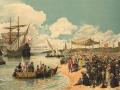 Vasco da Gama zarpando del puerto de Lisboa, Portugal