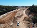 Imagen aérea de los trabajos de la Confederación Hidrográfica del Júcar en el barranco del Poyo a su paso por Picanña