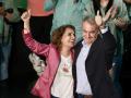 La secretaria general del PSOE-A, María Jesús Montero, y expresidente del Gobierno José Luis Rodríguez Zapatero, en un mitin de campaña en Cádiz