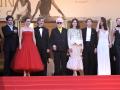 Quim Gutiérrez, Aitana Sánchez-Gijón, Leonardo Sbaraglia, Pedro Almodóvar, Bárbara Lennie, Patrick Criado, Victoria Luengo and Milena Smit attend the "Amarga Navidad" (Bitter Christmas) screening during the 79th annual Cannes Film Festival at Palais des Festivals on May 19, 2026 in Cannes, France.