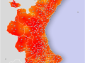 Mapa con las temperaturas máximas registradas este domingo 24 de mayo en la Comunidad Valenciana.