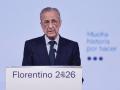 El presidente del Real Madrid, Florentino Pérez, interviene durante la presentación de su candidatura a las elecciones del club