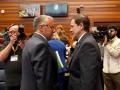 Carlos Pollán, portavoz de Vox en las Cortes, y Alfonso Fernández Mañueco, presidente en funciones de Castila y León