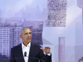 Barack Obama durante la presentación de la biblioteca