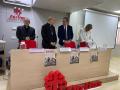Antonio Reyes, Jesús Fernández, Darío Reina y Alexandre Rivas, en la sede de Cáritas Córdoba