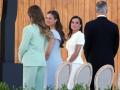 (From R) King Felipe VI, Queen Letizia, Crown Princess Leonor and Princess Sofia arrive to attend the Holy Mass to be led by Pope Leo XIV in the Plaza de Cibeles in Madrid on June 7, 2026. Pope Leo XIV is visiting Spain June 6-12 with stops in Madrid, Barcelona, and the Canary Islands, where he will meet with migrants and organisations dedicated to helping them. (Photo by Thomas COEX / AFP)
