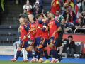 Los jugadores de la selección española celebran el 1-0 ante Irak