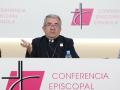 El presidente de la CEE, Mons. Luis Argüello, durante su balance de la visita de León XIV