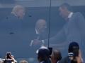 EAST RUTHERFORD (United States), 19/07/2026.- US President Donald Trump (L) shakes hands with Spain's Prime Minister Pedro Sanchez (R) ahead of the FIFA World Cup 2026 final match Spain against Argentina, in East Rutherford, New Jersey, USA, 19 July 2026. (España) EFE/EPA/WILL OLIVER
