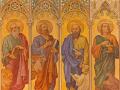 TRNAVA, SLOVAKIA - OCTOBER 14, 2014: The neo-gothic fresco of four  evangelists (Mark,Luke,Matthew,John) by Leopold Bruckner (1905 - 1906) in Saint Nicholas church.