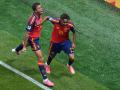 Rodri y Lamine Yamal celebrando el primer gol del delantero del Barça en un Mundial
