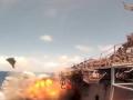 Impacto de un misil en el histórico buque estadounidense USS Peleliu