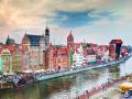 Histórica zona portuaria de la ciudad de Gdansk a orillas del río Motlawa