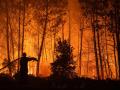 Un equipo de bomberos tratando de apagar el incendio forestal que se extendía por Ares, en el suroeste de Francia