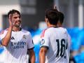 Gonzalo García celebrando junto a Raúl Asencio su gol ante el Leganés en pretemporada