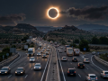 A muchos conductores el eclipse les va a pillar en la carretera