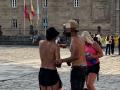 Peregrinos en la plaza de Obradoiro