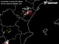 Mapa de las descargas de rayos durante la tarde del viernes que propiciaron el incendio en el interior de Castellón