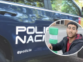 Montaje de un coche de Policía Nacional y Said, el detenido