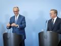 Friedrich Merz und Boris Pistorius bei der Pressekonferenz nach der Sitzung des Bundeskabinetts im Bundesministerium der Verteidigung. Berlin, 01.07.2026