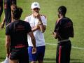 Ferran Torres, Luis Enrique y Dembelé, en París