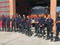 Bomberos de la Comunidad de Madrid guardan un minuto de silencio por el militar de la UME fallecido