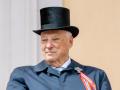 Harald V of Norway attending a children's procession in Oslo from the Palace Balcony in Oslo, Norway, on Sunday, 17 May 2026.