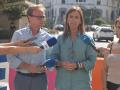 La vicesecretaria nacional de Sanidad y Política Social del PP, Carmen Fúnez (c), atiende a los medios de comunicación junto con la consejera de Sanidad y Servicios Sociales de Ceuta, Nabila Bezina (d), y el coordinador de Fondos Europeos en Ceuta, Guillermo Martínez, a 11 de agosto de 2026, en Ceuta