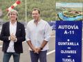 El secretario general del PSOE de Castilla y León, Carlos Martínez, junto al ministro Puente, este lunes, en Valladolid