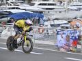 Imagen del ciclista Wout van Aert durante la salida de la Vuelta Ciclista a España, a 22 de agosto de 2026, en Mónaco (Francia)