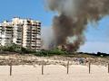 Imagen tomada este jueves del incendio declarado este jueves en El Saler, junto a la Albufera de Valencia