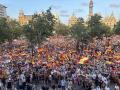 Imagen tomada este miércoles durante la concentración en apoyo a Ceuta en la plaza del Ayuntamiento de Valencia