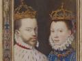 Miniatura de un libro de oraciones de Catalina de Médici, que representa a Felipe II de España y a Isabel de Valois, su tercera esposa