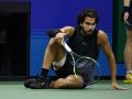 Carlos Alcaraz se lamenta tras perder un punto en el US Open
