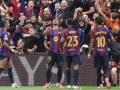 Karim Adeyemi celebra el 2-0 del Barça ante el Feyenoord