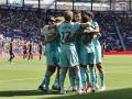 Los jugadores del FC Barcelona celebran un tanto durante el encuentro
