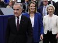 El primer ministro canadiense, Mark Carney, a su llegada al Parlamento Europeo