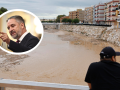 Imagen del barranco del Poyo tomada este jueves y del presidente de Vox, Santiago Abascal