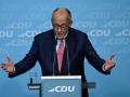 Friedrich Merz, canciller de Alemania, en un acto de campaña en Berlín