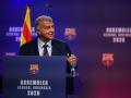 El presidente del FC Barcelona, Joan Laporta, en su discurso en la Asamblea General Ordinaria 2026

REMITIDA / HANDOUT por FCB
Fotografía remitida a medios de comunicación exclusivamente para ilustrar la noticia a la que hace referencia la imagen, y citando la procedencia de la imagen en la firma
19/9/2026