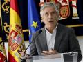 El ministro del Interior, Fernando Grande-Marlaska, durante su comparecencia ante los medios en la sede de la delegación del gobierno en Ceuta