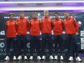 De izquierda a derecha los integrantes del equipo de España de Copa Davis, David Ferrer, Rafael Jódar, Daniel Mérida, Martín Landaluce, Jaume Munar y Pedro Martínez