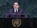 El ministro de Asuntos Exteriores de Marruecos, Nasser Bourita, interviene durante la 81.ª Asamblea General de las Naciones Unidas en la sede de la ONU